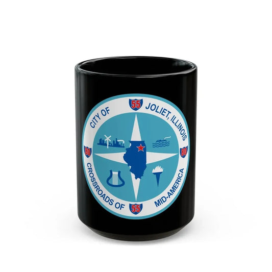 Seal of Joliet Illinois - Black Coffee Mug 15oz - Go Mug Yourself