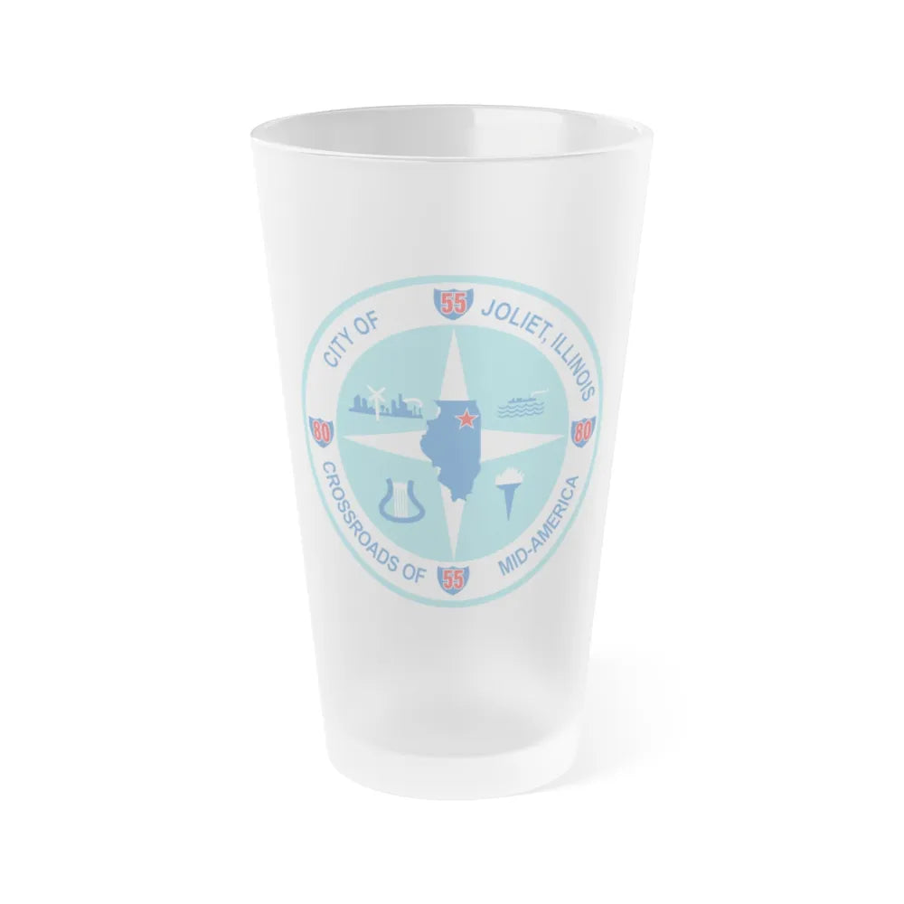 Seal of Joliet Illinois - Frosted Pint Glass 16oz-16oz-Frosted-Go Mug Yourself