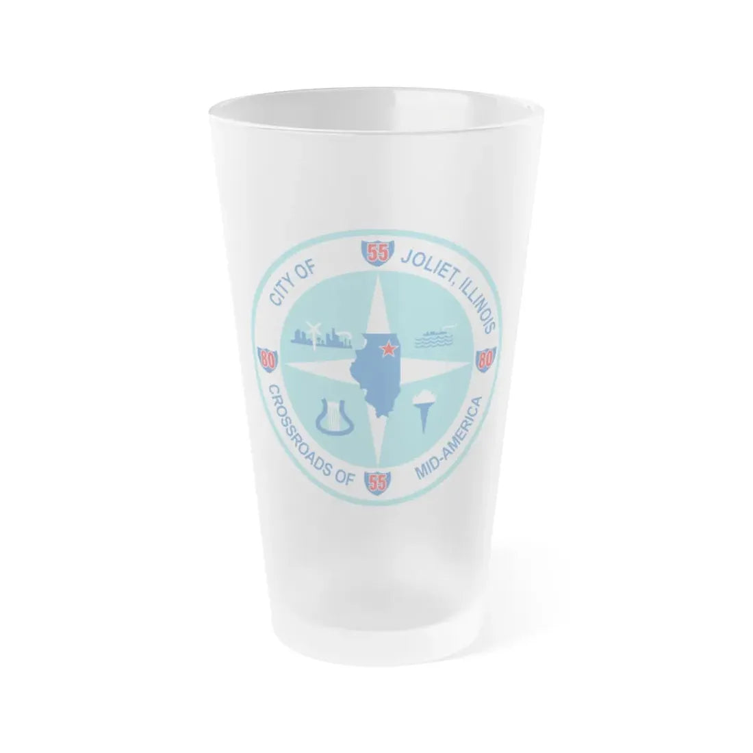 Seal of Joliet Illinois - Frosted Pint Glass 16oz 16oz Frosted - Go Mug Yourself
