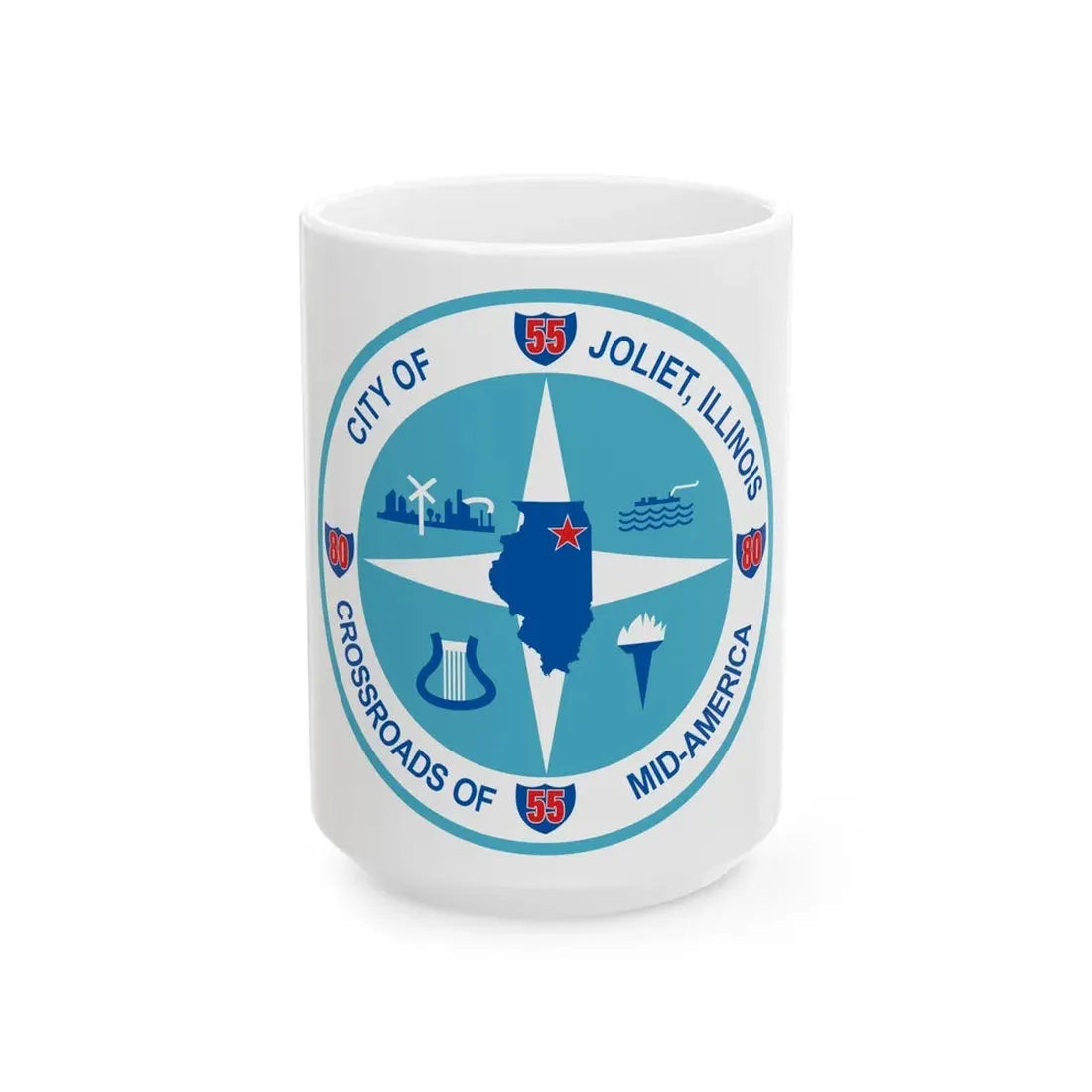 Seal of Joliet Illinois - White Coffee Mug 15oz - Go Mug Yourself