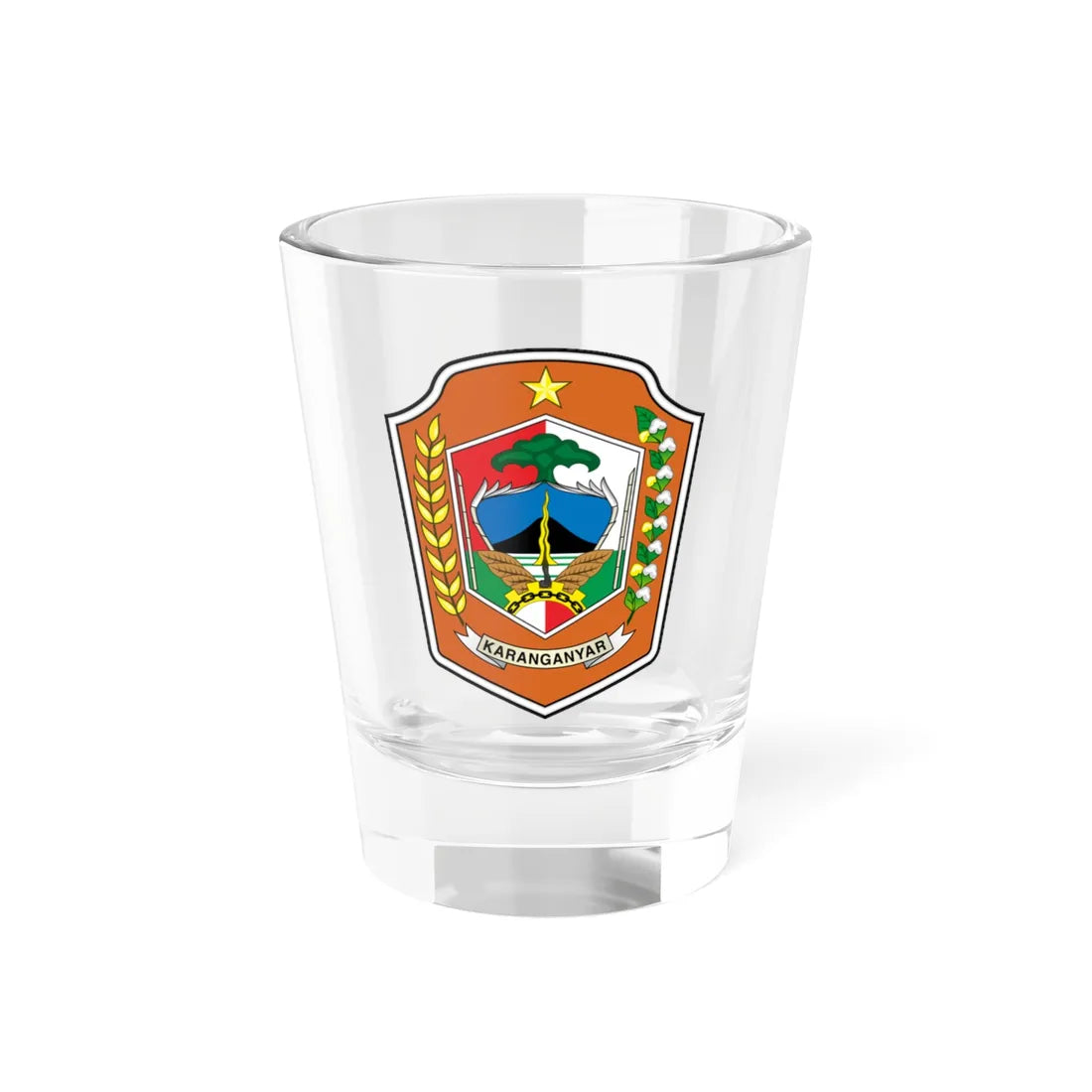 Seal of Karanganyar Regency (Indonesia) (Coat of Arms) Shot Glass 1.5oz 1.5oz - Go Mug Yourself