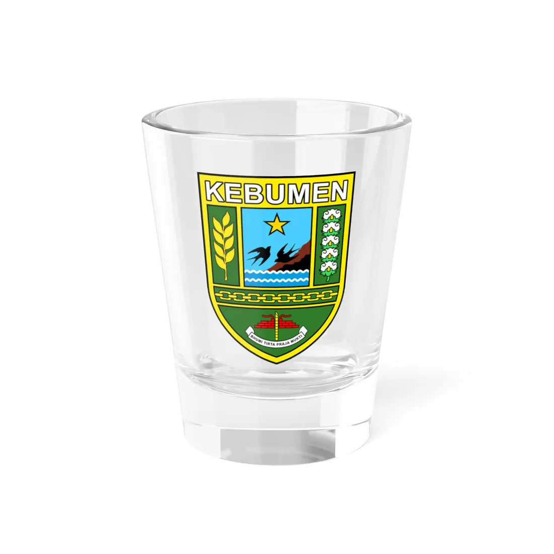 Seal of Kebumen Regency (Indonesia) (Coat of Arms) Shot Glass 1.5oz 1.5oz - Go Mug Yourself