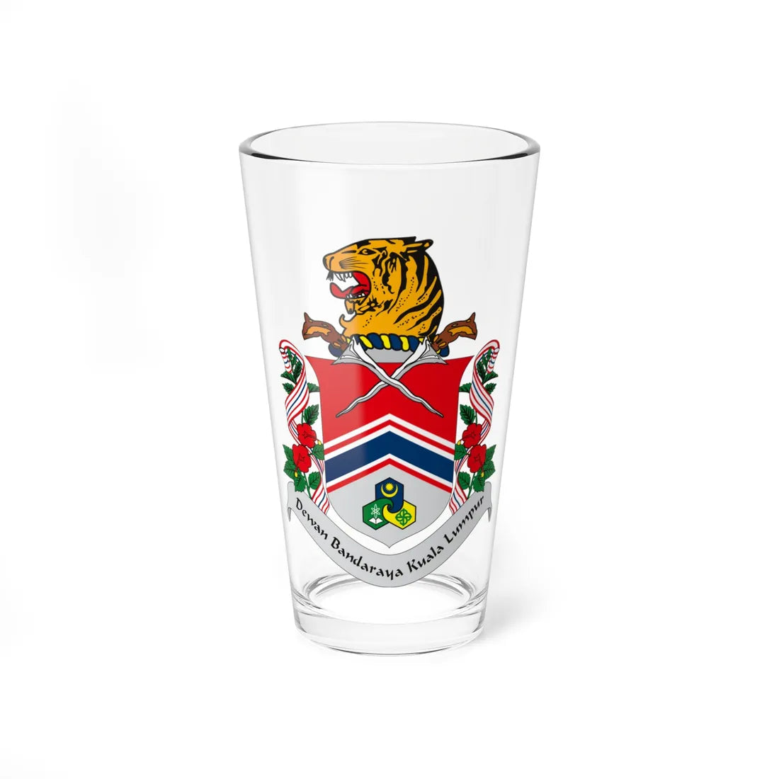 Seal of Kuala Lumpur 1992-2019 (Malaysia) (Coat of Arms) Pint Glass 16oz 16oz - Go Mug Yourself