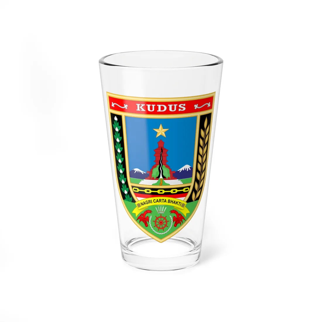 Seal of Kudus Regency (Indonesia) (Coat of Arms) Pint Glass 16oz 16oz - Go Mug Yourself