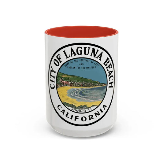 Seal of Laguna Beach California - Accent Coffee Mug 15oz Red - Go Mug Yourself