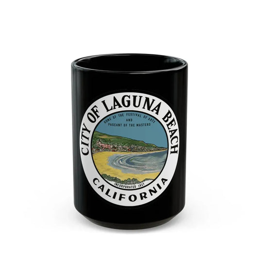 Seal of Laguna Beach California - Black Coffee Mug 15oz - Go Mug Yourself
