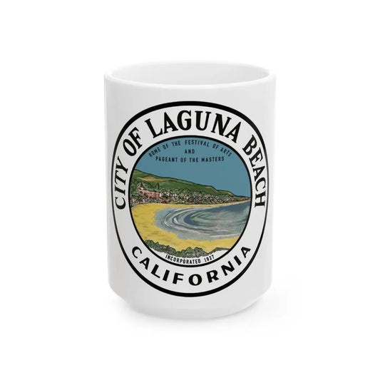 Seal of Laguna Beach California - White Coffee Mug 15oz - Go Mug Yourself