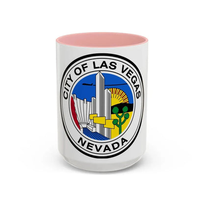 Seal of Las Vegas Nevada - Accent Coffee Mug 15oz Pink - Go Mug Yourself