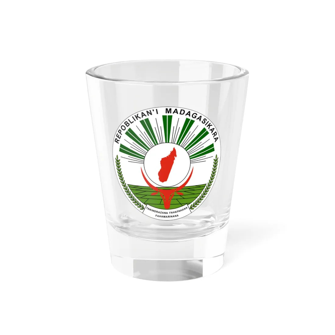 Seal of Madagascar 1993-1998 (Madagascar) (Coat of Arms) Shot Glass 1.5oz 1.5oz - Go Mug Yourself