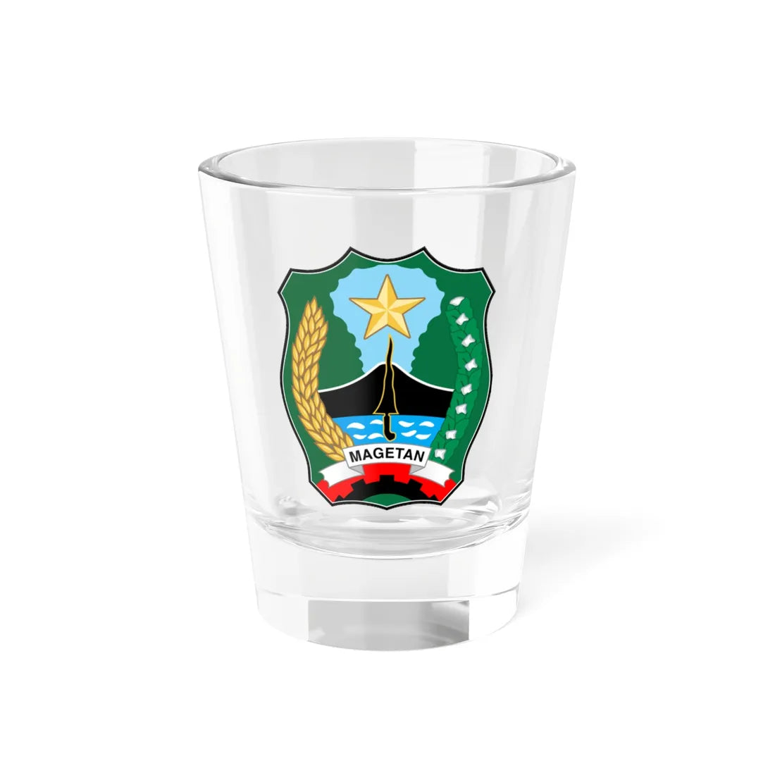Seal of Magetan Regency (Indonesia) (Coat of Arms) Shot Glass 1.5oz 1.5oz - Go Mug Yourself