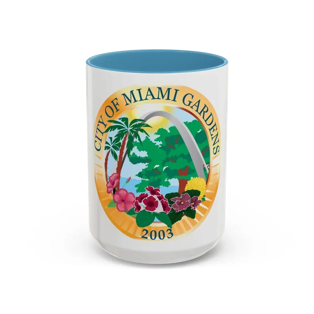 Seal of Miami Gardens Florida - Accent Coffee Mug 15oz Light Blue - Go Mug Yourself
