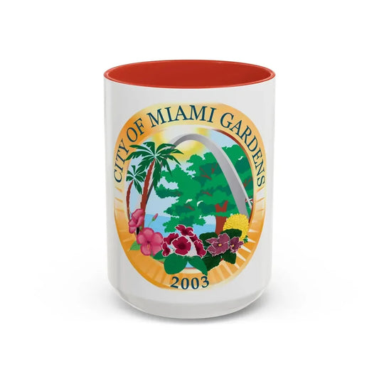 Seal of Miami Gardens Florida - Accent Coffee Mug 15oz Red - Go Mug Yourself