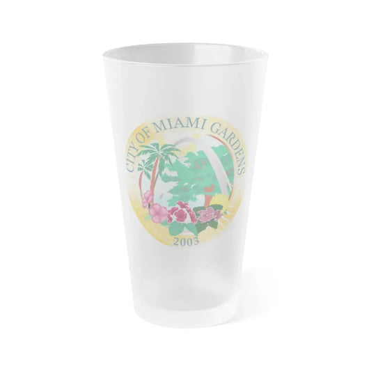 Seal of Miami Gardens Florida - Frosted Pint Glass 16oz 16oz Frosted - Go Mug Yourself
