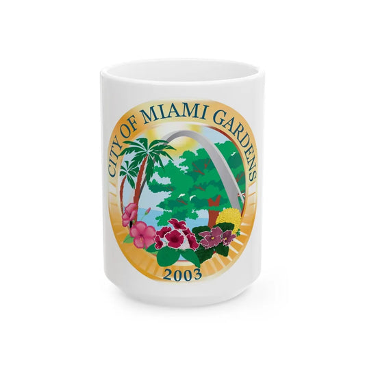 Seal of Miami Gardens Florida - White Coffee Mug-15oz-Go Mug Yourself