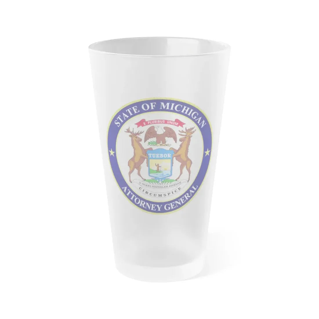 Seal of Michigan Attorney General - Frosted Pint Glass 16oz 16oz Frosted - Go Mug Yourself