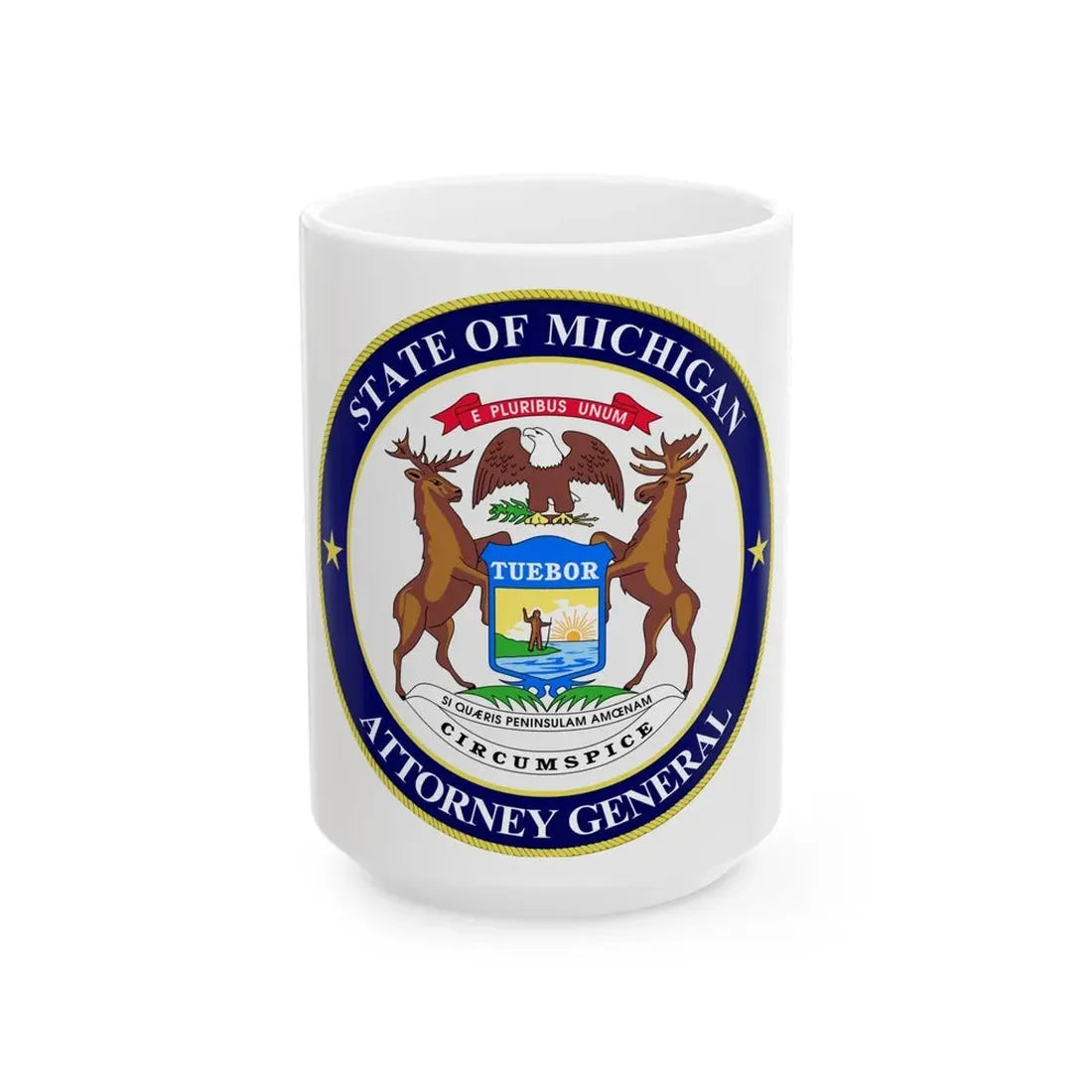 Seal of Michigan Attorney General - White Coffee Mug 15oz - Go Mug Yourself