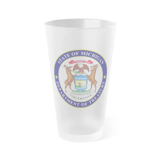 Seal of Michigan Department of Treasury - Frosted Pint Glass 16oz 16oz Frosted - Go Mug Yourself