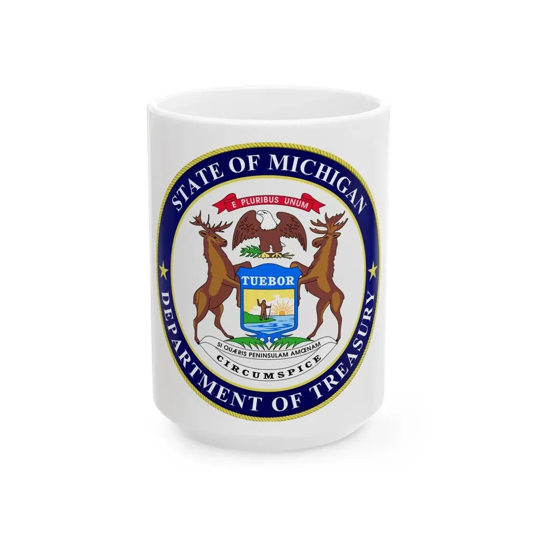Seal of Michigan Department of Treasury - White Coffee Mug 15oz - Go Mug Yourself