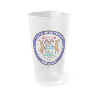 Seal of Michigan Governor - Frosted Pint Glass 16oz-16oz-Frosted-Go Mug Yourself