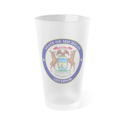 Seal of Michigan Governor - Frosted Pint Glass 16oz 16oz Frosted - Go Mug Yourself