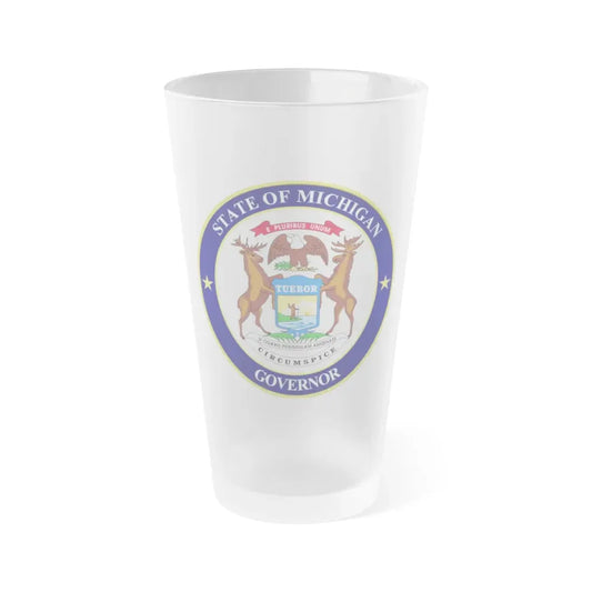 Seal of Michigan Governor - Frosted Pint Glass 16oz 16oz Frosted - Go Mug Yourself