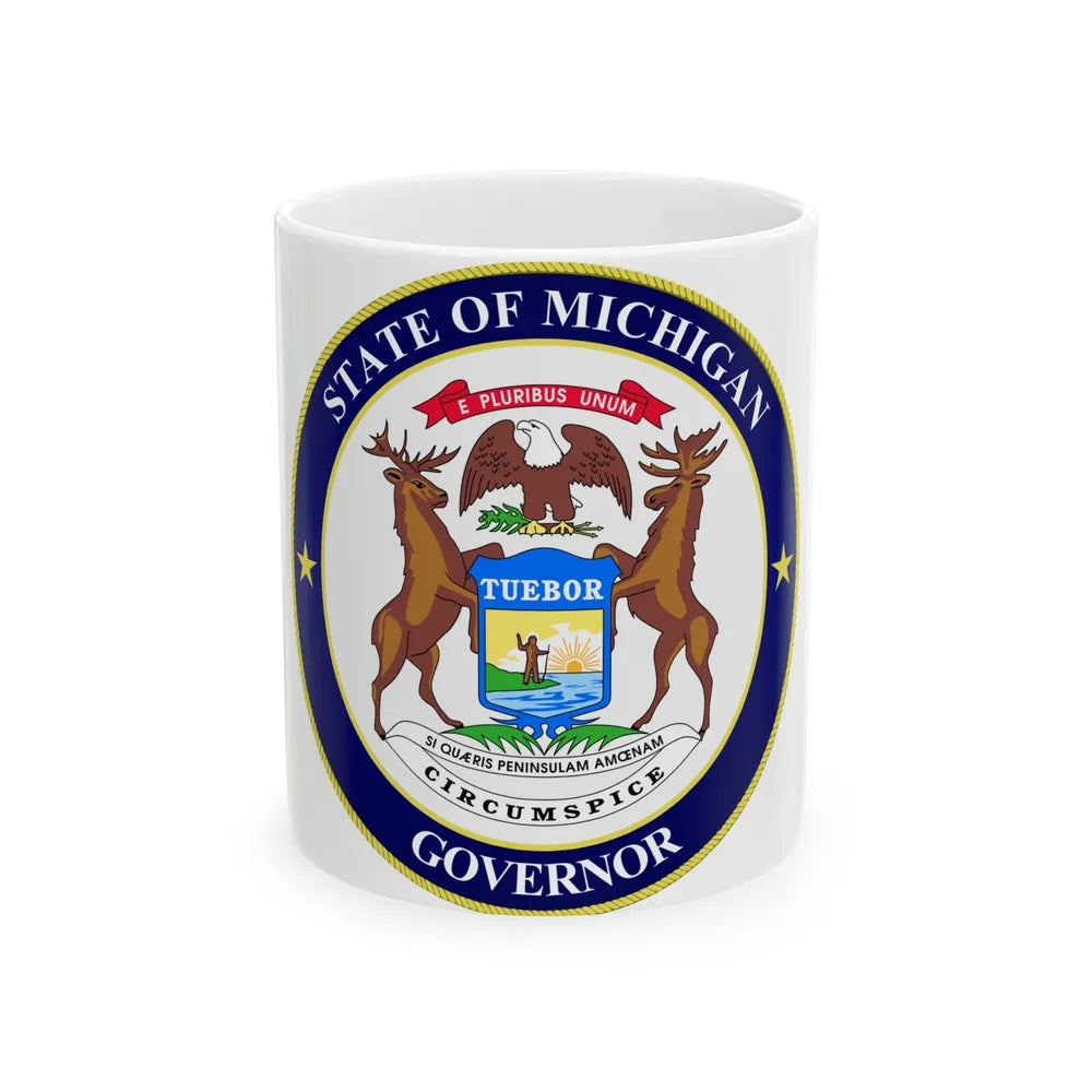 Seal of Michigan Governor - White Coffee Mug-11oz-Go Mug Yourself