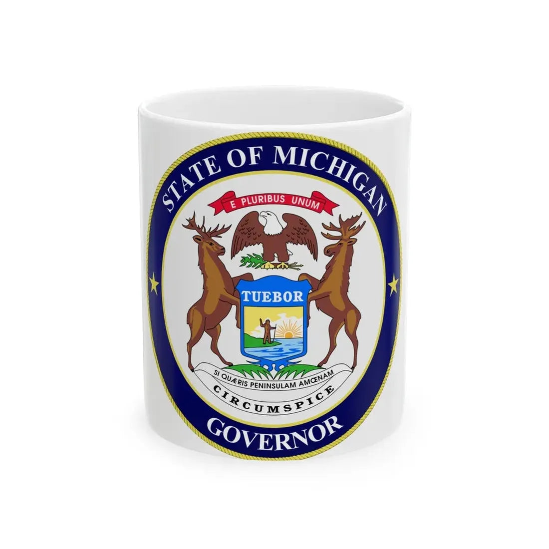 Seal of Michigan Governor - White Coffee Mug 11oz - Go Mug Yourself