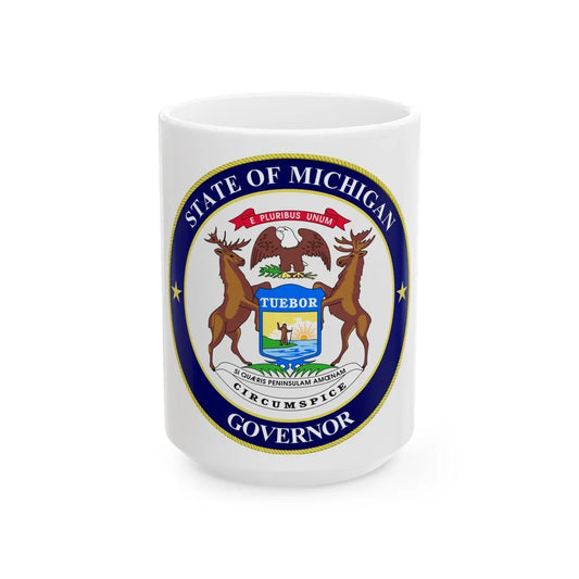 Seal of Michigan Governor - White Coffee Mug-15oz-Go Mug Yourself