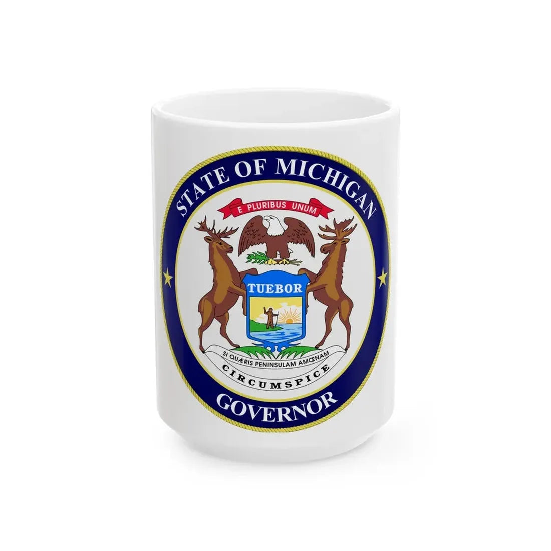 Seal of Michigan Governor - White Coffee Mug 15oz - Go Mug Yourself