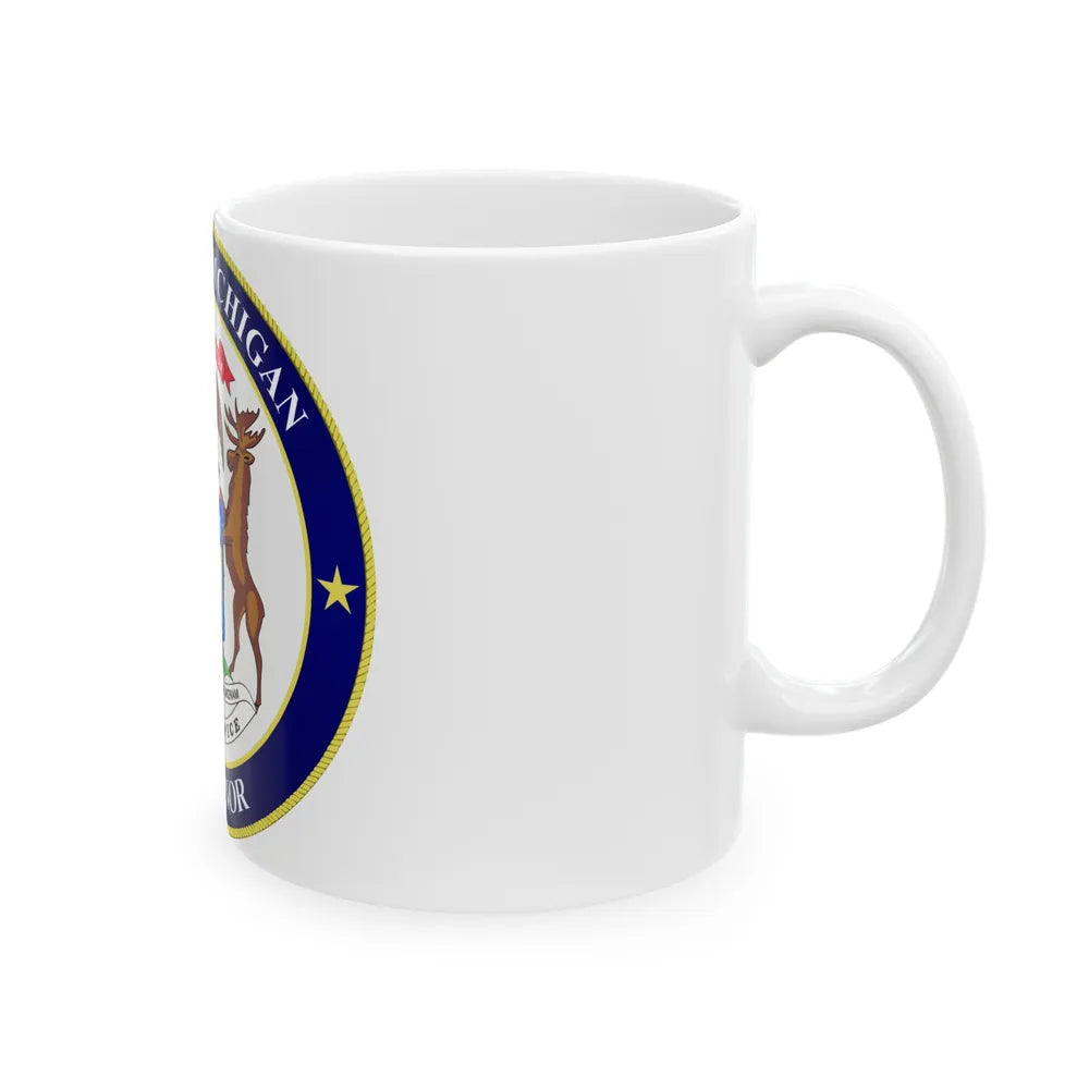 Seal of Michigan Governor - White Coffee Mug-Go Mug Yourself