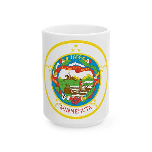 Seal of Minnesota 1858 1971 - White Coffee Mug 15oz - Go Mug Yourself