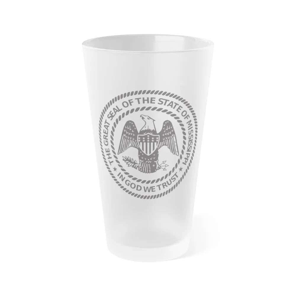 Seal of Mississippi BW - Frosted Pint Glass 16oz-16oz-Frosted-Go Mug Yourself