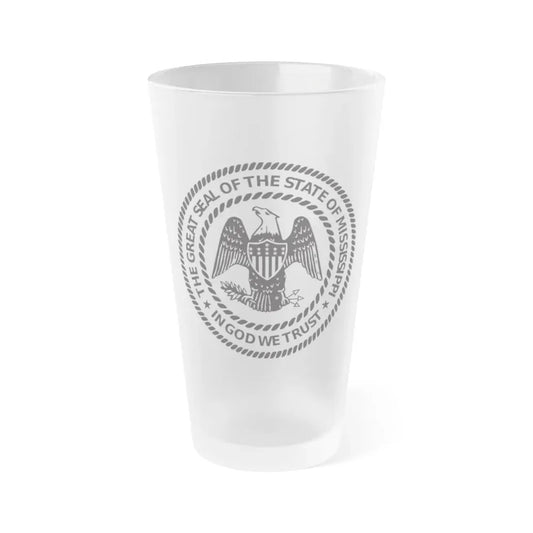 Seal of Mississippi BW - Frosted Pint Glass 16oz 16oz Frosted - Go Mug Yourself