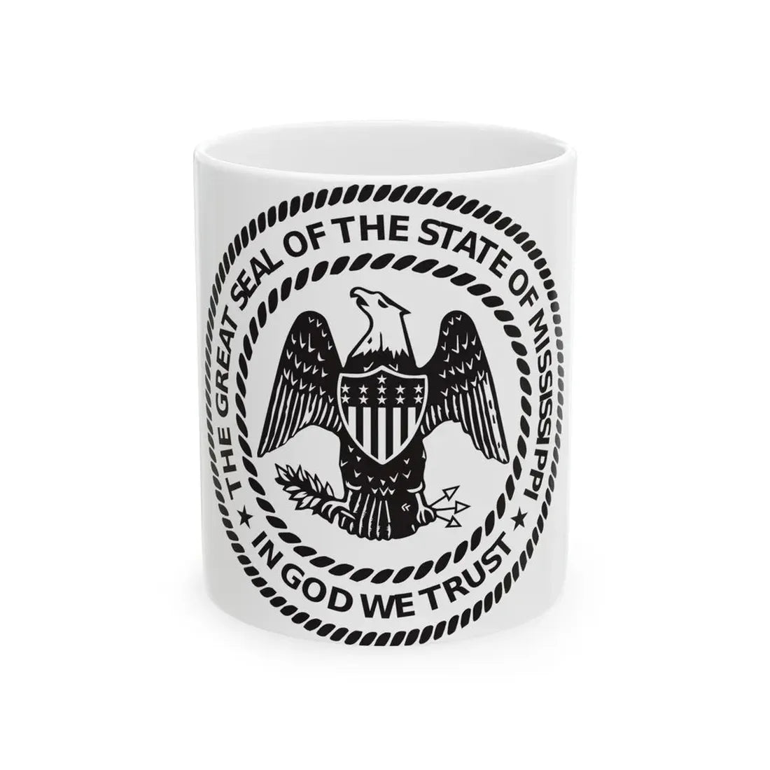 Seal of Mississippi BW - White Coffee Mug 11oz - Go Mug Yourself