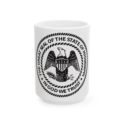 Seal of Mississippi BW - White Coffee Mug-15oz-Go Mug Yourself