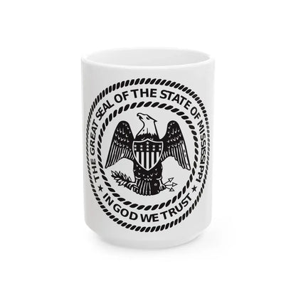 Seal of Mississippi BW - White Coffee Mug 15oz - Go Mug Yourself