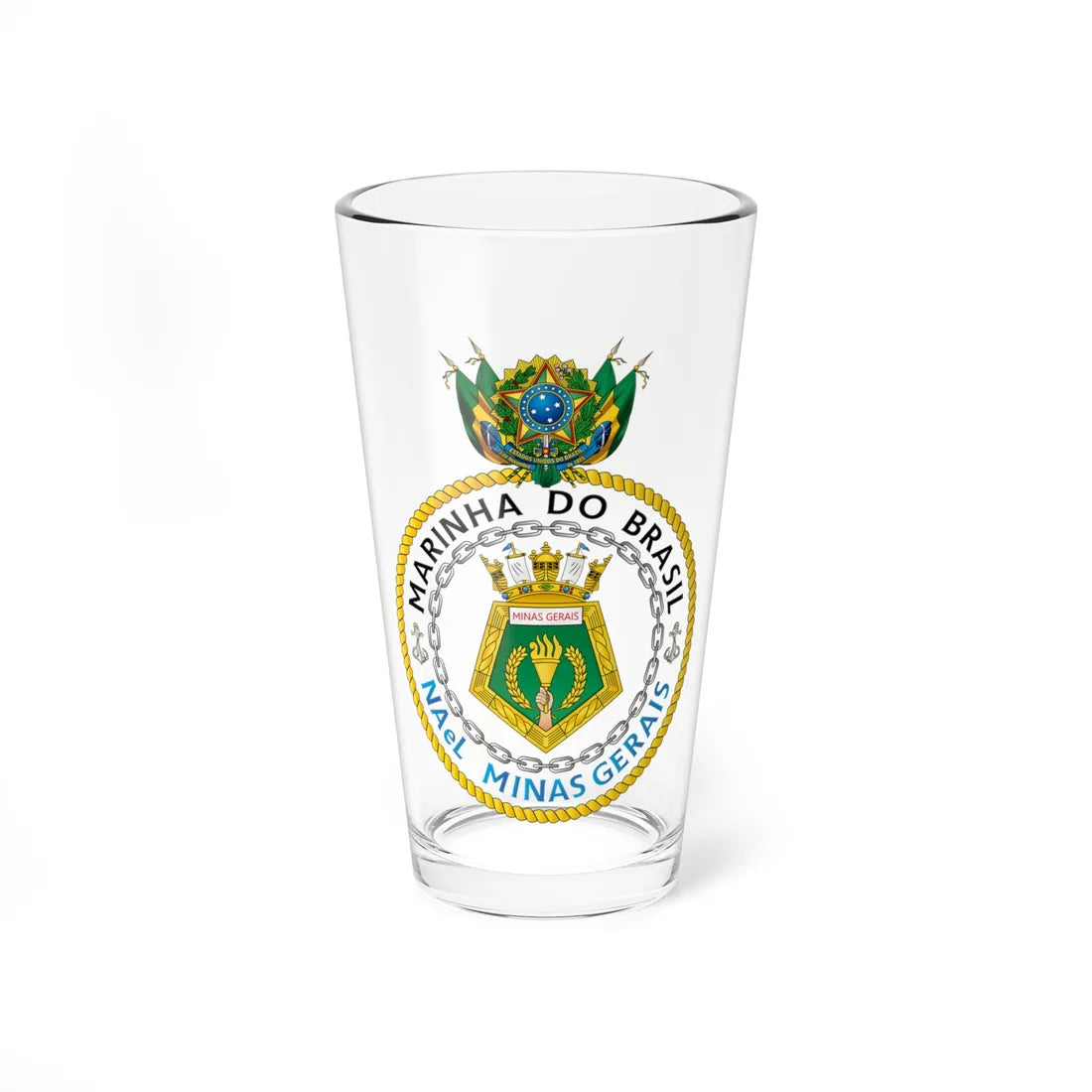 Seal of NAeL Minas Gerais A11 1960 (Brazil) (Coat of Arms) Pint Glass 16oz 16oz - Go Mug Yourself
