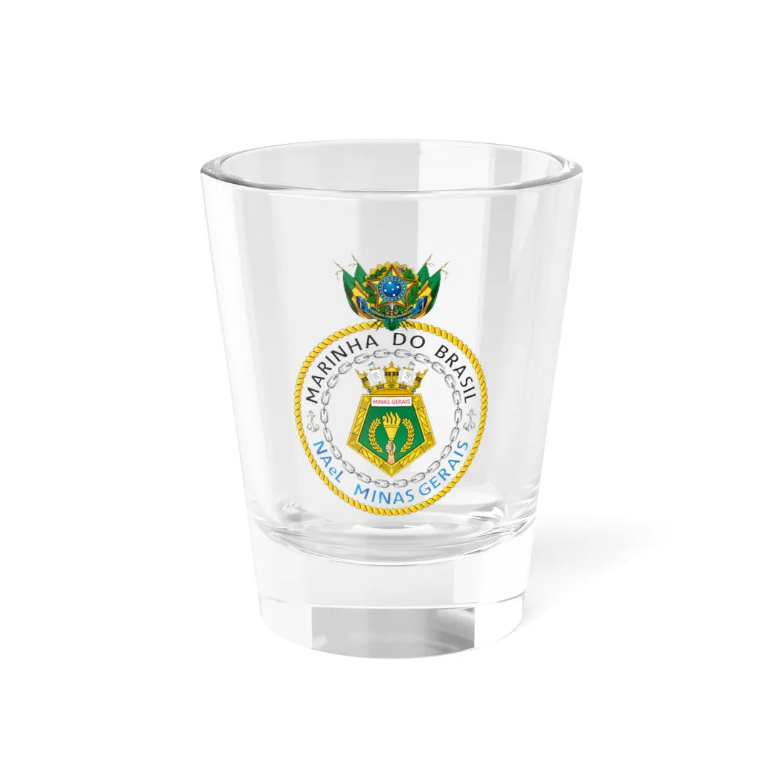 Seal of NAeL Minas Gerais A11 1960 (Brazil) (Coat of Arms) Shot Glass 1.5oz 1.5oz - Go Mug Yourself
