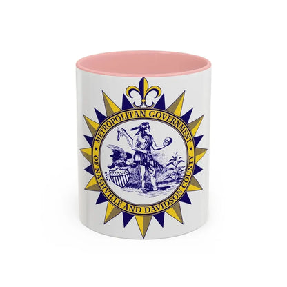 Seal of Nashville Tennessee - Accent Coffee Mug 11oz Pink - Go Mug Yourself