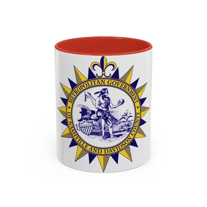Seal of Nashville Tennessee - Accent Coffee Mug 11oz Red - Go Mug Yourself