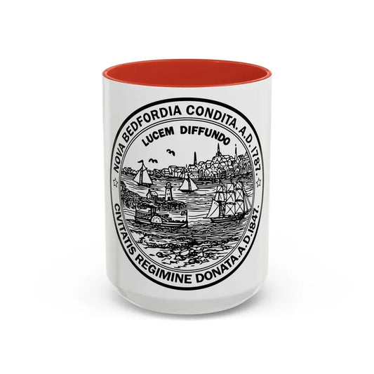 Seal of New Bedford Massachusetts - Accent Coffee Mug 15oz Red - Go Mug Yourself