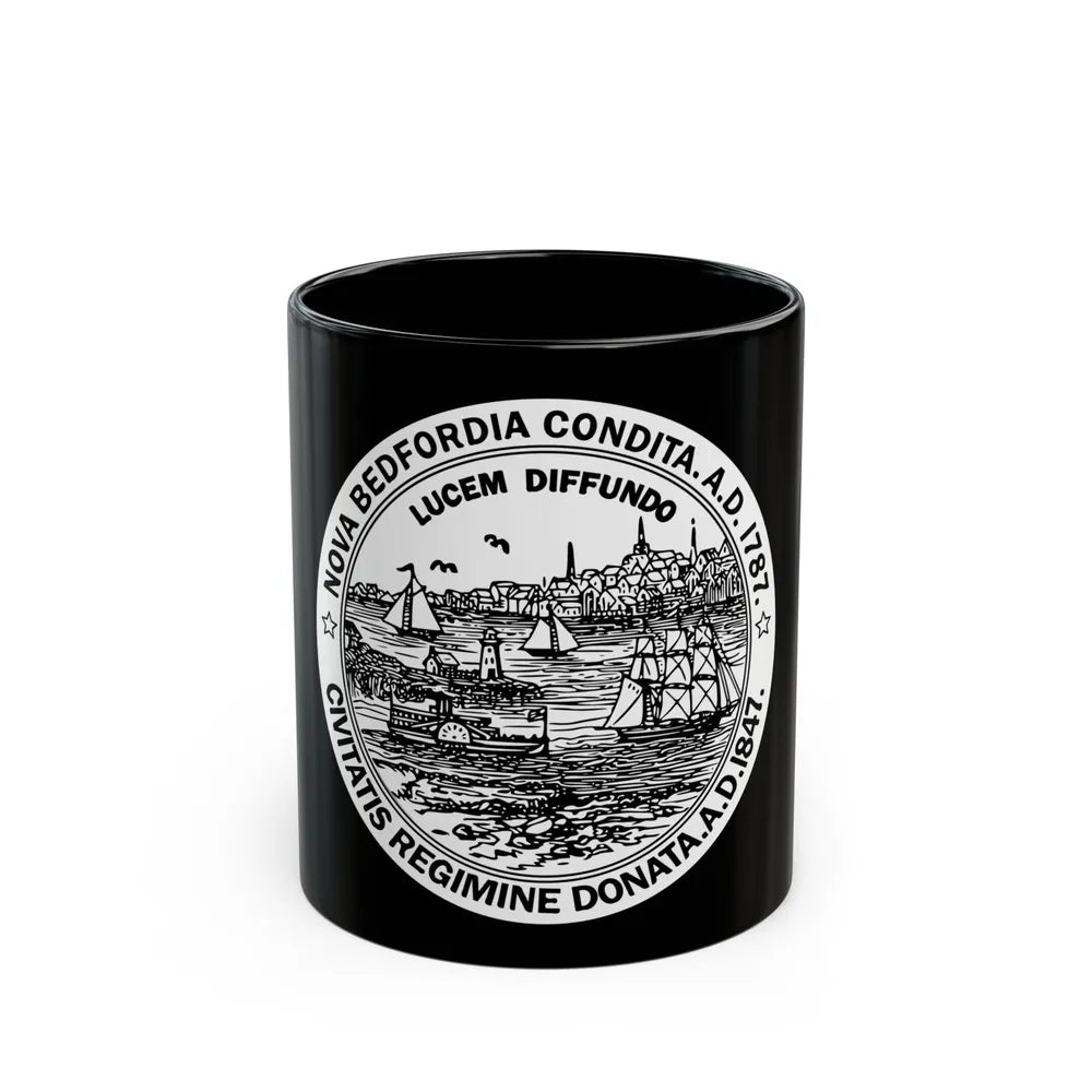 Seal of New Bedford Massachusetts - Black Coffee Mug-11oz-Go Mug Yourself