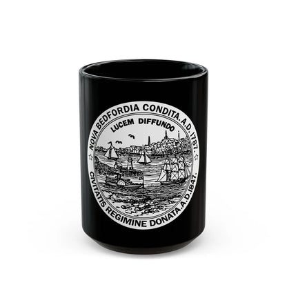 Seal of New Bedford Massachusetts - Black Coffee Mug-15oz-Go Mug Yourself