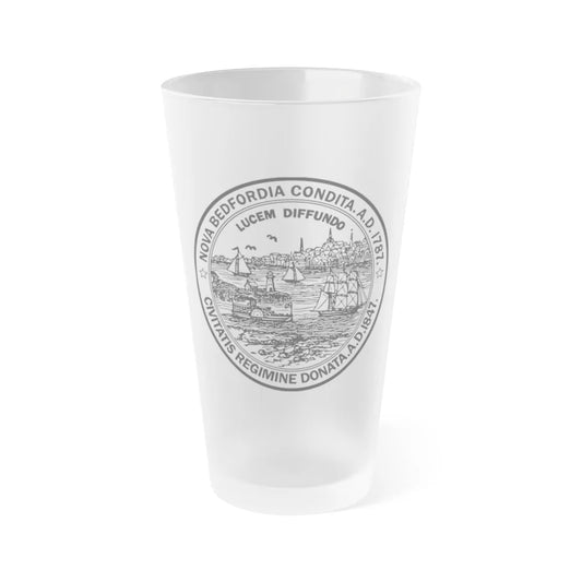 Seal of New Bedford Massachusetts - Frosted Pint Glass 16oz-16oz-Frosted-Go Mug Yourself