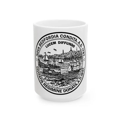 Seal of New Bedford Massachusetts - White Coffee Mug 15oz - Go Mug Yourself