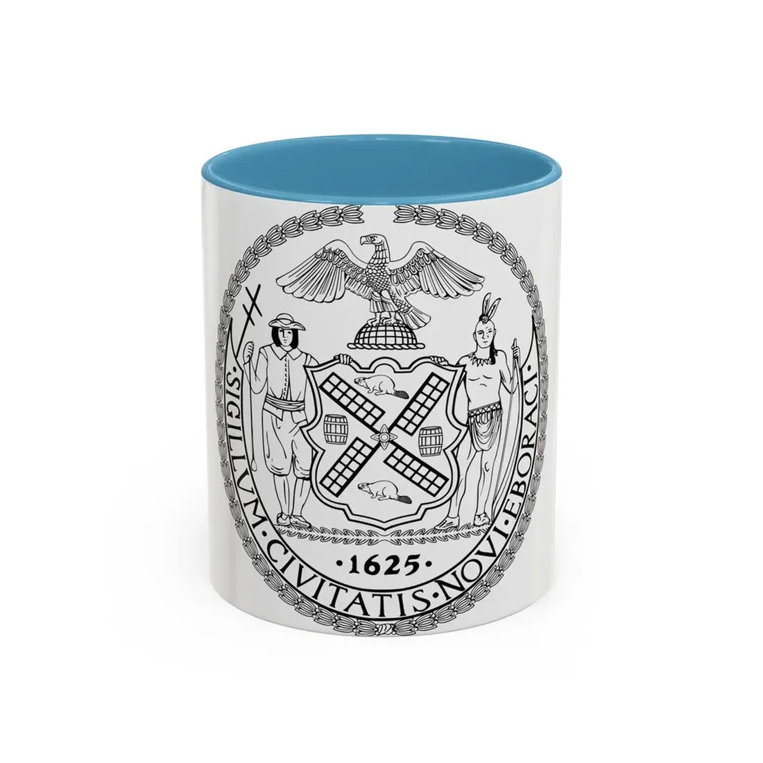 Seal of New York City BW - Accent Coffee Mug 11oz Light Blue - Go Mug Yourself