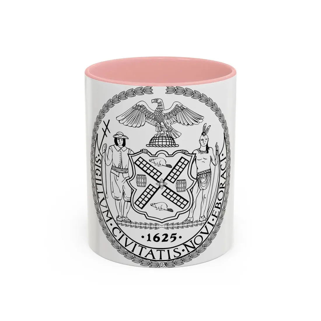 Seal of New York City BW - Accent Coffee Mug 11oz Pink - Go Mug Yourself