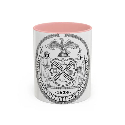 Seal of New York City BW - Accent Coffee Mug 11oz Pink - Go Mug Yourself