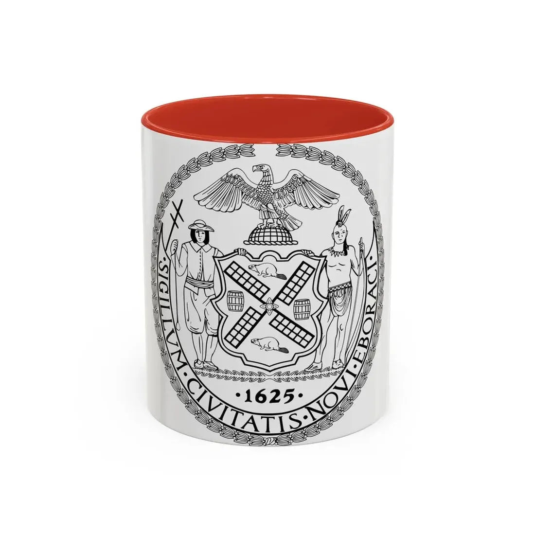 Seal of New York City BW - Accent Coffee Mug 11oz Red - Go Mug Yourself
