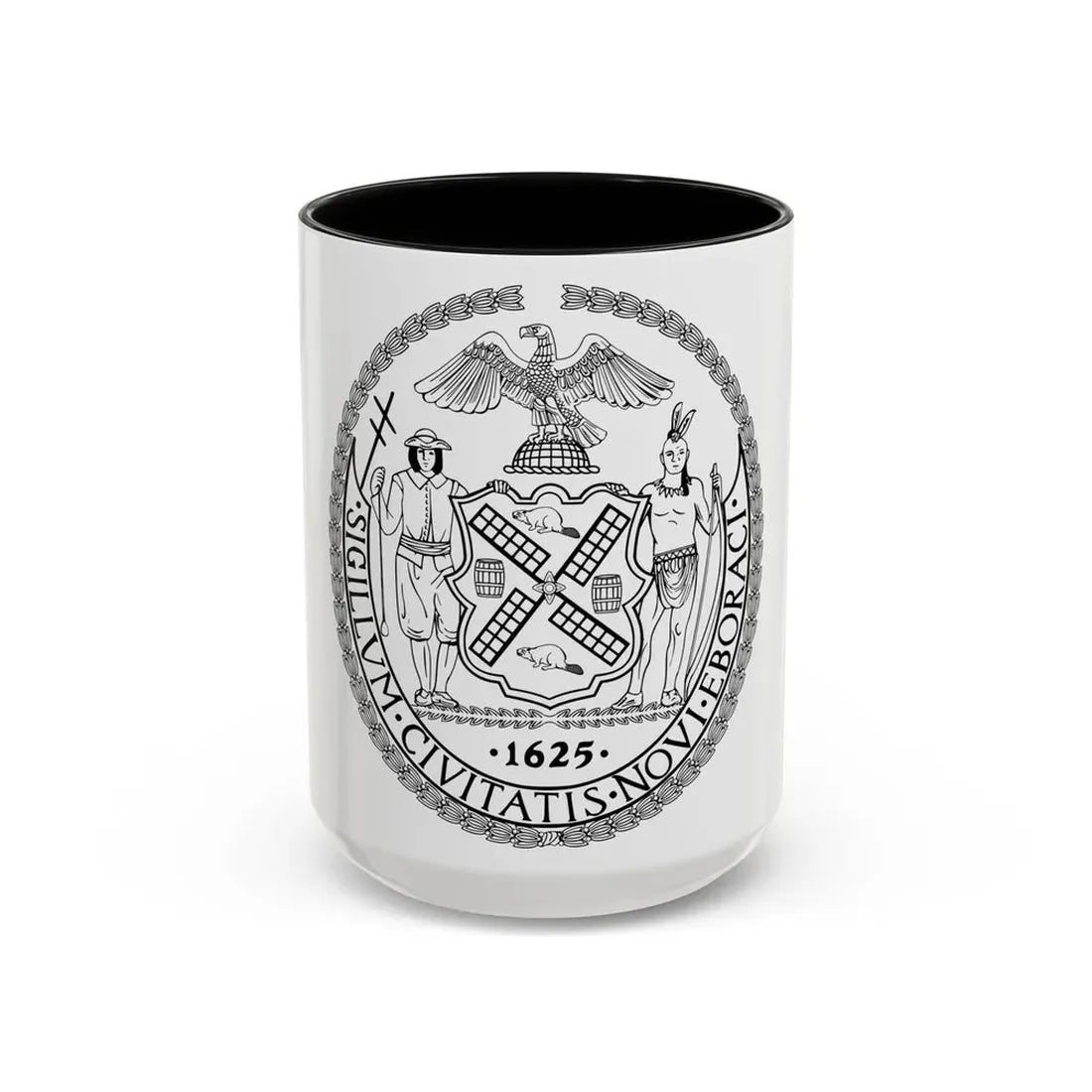 Seal of New York City BW - Accent Coffee Mug 15oz Black - Go Mug Yourself
